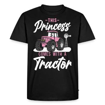 Agriculteur Farmer Girl Female Tractor - T-shirt Premium bio Homme - noir - Devant - Nico (187cm)