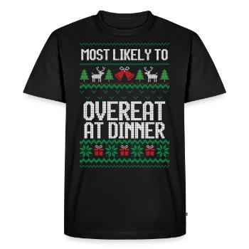 Le plus susceptible de trop manger au dîner noël laid - T-shirt Premium bio Homme - noir - Devant - Nico (187cm)