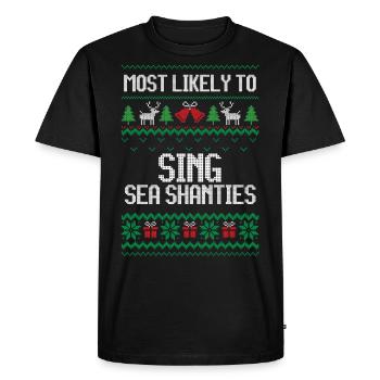 Le plus susceptible de chanter des cabanes de mer noël laid - T-shirt Premium bio Homme - noir - Devant - Nico (187cm)