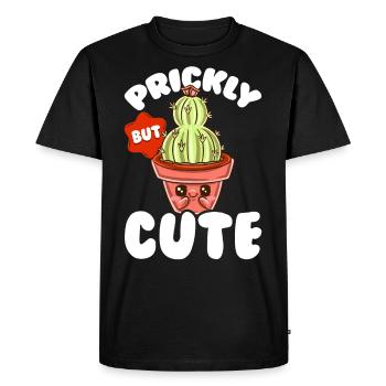 Piquant mais doux Kawaii Drôle de cactus - T-shirt Premium bio Homme - noir - Devant - Nico (187cm)
