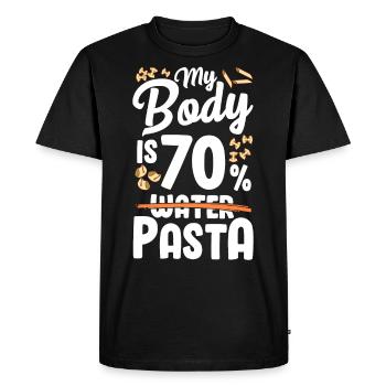 My body consists of 70% pasta - Men's Premium Organic T-Shirt - black - Front - Nico (187cm)