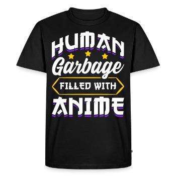 Funny Anime Manga Design Human Garbage - Men's Premium Organic T-Shirt - black - Front - Nico (187cm)