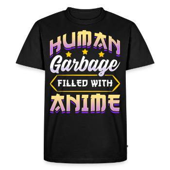 Funny Anime Manga Design Human Garbage - Men's Premium Organic T-Shirt - black - Front - Nico (187cm)