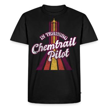 Vintage Retro Chemtrail Pilot Training Parody Shirt - Men's Premium Organic T-Shirt - black - Front - Nico (187cm)