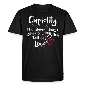 Cupidité L’amour de la Saint-Valentin fait une chemise stupide - T-shirt Premium bio Homme - noir - Devant - Nico (187cm)