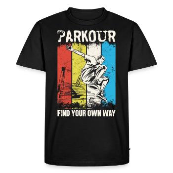 Parkour Free Running Traceur - T-shirt Premium bio Homme - noir - Devant - Nico (187cm)