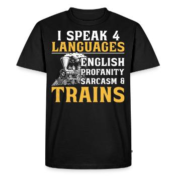 Steam Train Driver Trainspotting - Men's Premium Organic T-Shirt - black - Front - Nico (187cm)