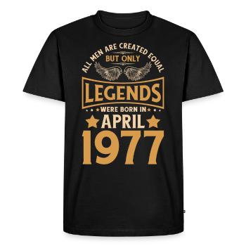 Birthday The legends were born in April 1977 - Men's Premium Organic T-Shirt - black - Front - Nico (187cm)