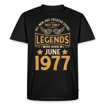 Birthday The legends were born in June 1977 - Men's Premium Organic T-Shirt - black - Front - Nico (187cm)
