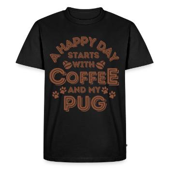Pug Coffee Dog Café - T-shirt Premium bio Homme - noir - Devant - Nico (187cm)