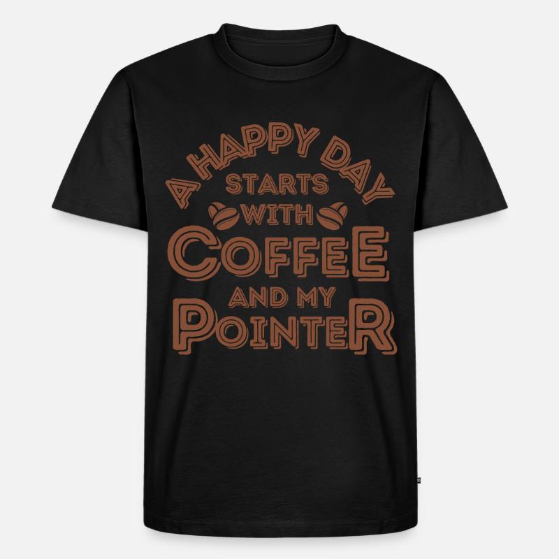 Pointer Kaffee Hund Cafe - Männer Premium Bio T-Shirt - Schwarz