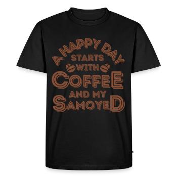 Samoyède Café Chien Café - T-shirt Premium bio Homme - noir - Devant - Nico (187cm)