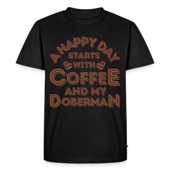 Doberman Coffee Dog Cafe - Men's Premium Organic T-Shirt - black - Front - Nico (187cm)