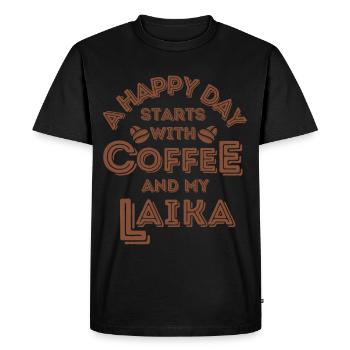 Laika Coffee Dog Cafe - Men's Premium Organic T-Shirt - black - Front - Nico (187cm)
