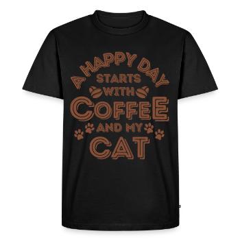 Cat Coffee Cat Cafe - Men's Premium Organic T-Shirt - black - Front - Nico (187cm)