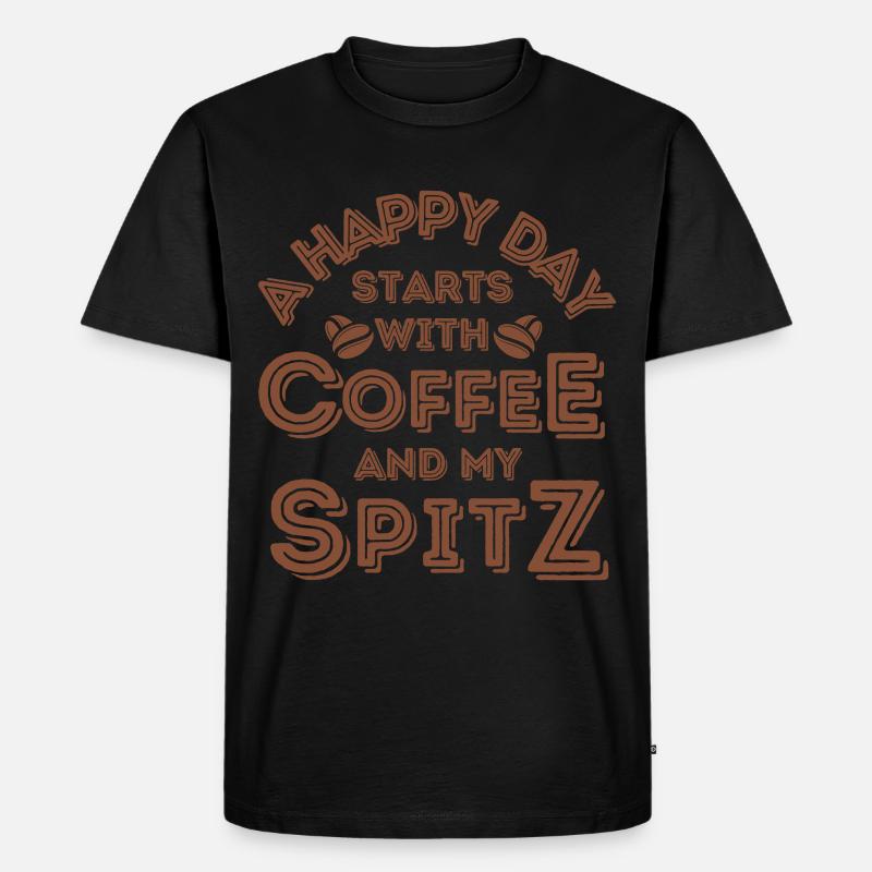 Spitz Kaffee Hund Cafe - Männer Premium Bio T-Shirt - Schwarz