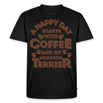 Norwich Terrier Coffee Dog Cafe - Men's Premium Organic T-Shirt - black - Front - Nico (187cm)