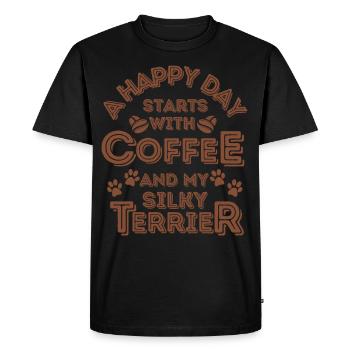 Silky Terrier Café Chien Café - T-shirt Premium bio Homme - noir - Devant - Nico (187cm)