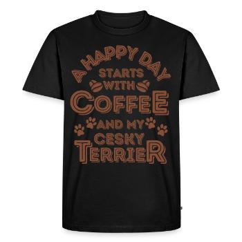 Cesky Terrier Café Chien Café - T-shirt Premium bio Homme - noir - Devant - Nico (187cm)