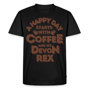 Devon Rex Cat Café Café - T-shirt Premium bio Homme - noir - Devant - Nico (187cm)
