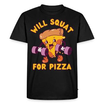 Pizza Musculation Squat Fitness Pizza kawaii - T-shirt Premium bio Homme - noir - Devant - Nico (187cm)