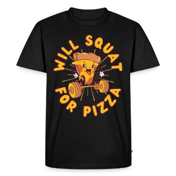 Pizza Musculation Squat Fitness Pizza kawaii - T-shirt Premium bio Homme - noir - Devant - Nico (187cm)