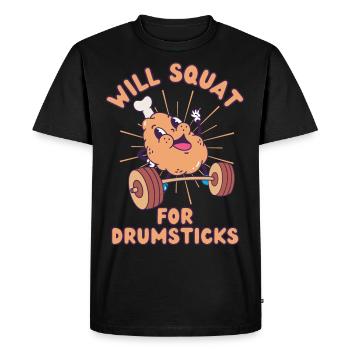 Chicken Leg Weight Squat Fitness kawaii - Men's Premium Organic T-Shirt - black - Front - Nico (187cm)