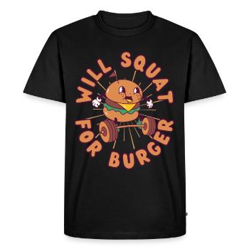 Burger Poids Squat Fitness Burger kawaii - T-shirt Premium bio Homme - noir - Devant - Nico (187cm)