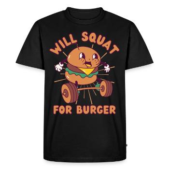 Burger Poids Squat Fitness Burger kawaii - T-shirt Premium bio Homme - noir - Devant - Nico (187cm)