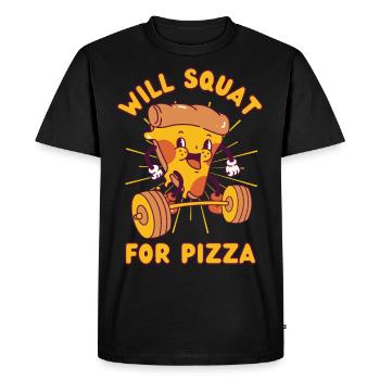 Pizza Musculation Squat Fitness Pizza kawaii - T-shirt Premium bio Homme - noir - Devant - Nico (187cm)