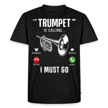 Trumpet Player Phone Display - Men's Premium Organic T-Shirt - black - Front - Nico (187cm)