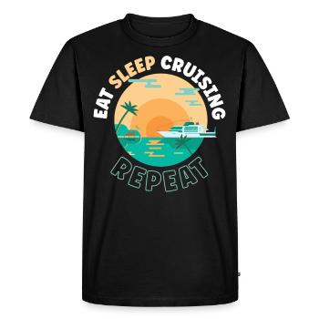 Vacances en bateau de croisière Manger dormir - T-shirt Premium bio Homme - noir - Devant - Nico (187cm)