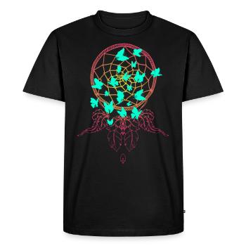 Des papillons dans le capteur de rêves - T-shirt Premium bio Homme - noir - Devant - Nico (187cm)