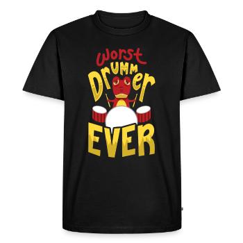 Le pire batteur Dinosaur Trex - T-shirt Premium bio Homme - noir - Devant - Nico (187cm)