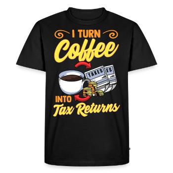 Café aux impôts Conseiller fiscal Comptable - T-shirt Premium bio Homme - noir - Devant - Nico (187cm)