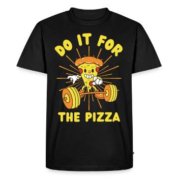 Pizza musculation Fitness Pizza kawaii - T-shirt Premium bio Homme - noir - Devant - Nico (187cm)