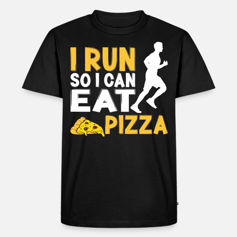 Running Runner Half Marathon Pizza - Männer Premium Bio T-Shirt - Schwarz