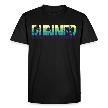 Running Runner Half Marathon Retro - Men's Premium Organic T-Shirt - black - Front - Nico (187cm)