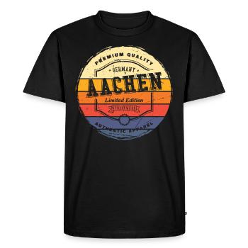 Aix-la-Chapelle Allemagne Ville Vintage Rétro Skyline - T-shirt Premium bio Homme - noir - Devant - Nico (187cm)