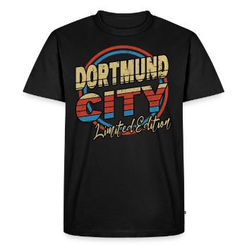Dortmund Germany City Font 80s Style - Men's Premium Organic T-Shirt - black - Front - Nico (187cm)
