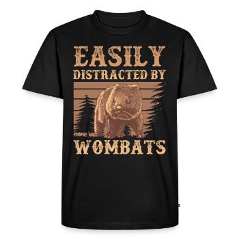 Distrait par Wombat Australia Marsupial - T-shirt Premium bio Homme - noir - Devant - Nico (187cm)