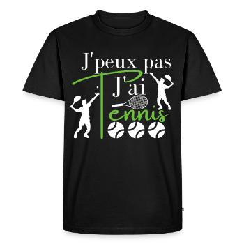 J'Peux pas j'ai Tennis 🎾 - T-shirt Premium bio Homme - noir - Devant - Nico (187cm)