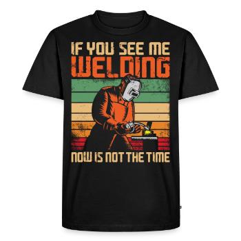 Welder Welding Vintage Retro If - Men's Premium Organic T-Shirt - black - Front - Nico (187cm)