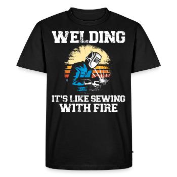 Welder Welding Vintage Retro - Men's Premium Organic T-Shirt - black - Front - Nico (187cm)