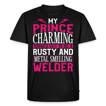 Welder Welding Girlfriend Vintage - Men's Premium Organic T-Shirt - black - Front - Nico (187cm)