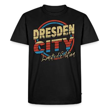 Dresden Germany City Font 80s style - Men's Premium Organic T-Shirt - black - Front - Nico (187cm)