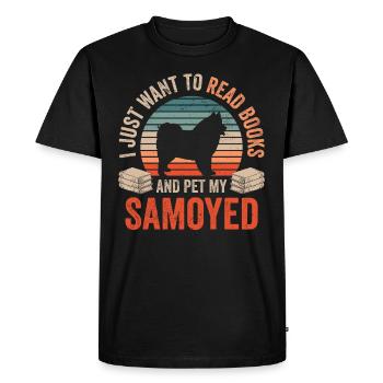 Lire et caresser Samoyède Samoyède - T-shirt Premium bio Homme - noir - Devant - Nico (187cm)