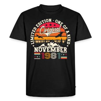 Original November 1981 41st birthday gift - Men's Premium Organic T-Shirt - black - Front - Nico (187cm)