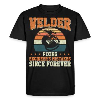 Welder Welding Vintage Retro - Men's Premium Organic T-Shirt - black - Front - Nico (187cm)