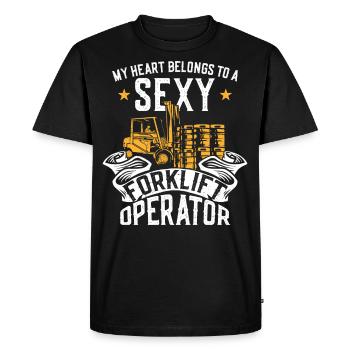 Opérateur de chariot élévateur certifié - T-shirt Premium bio Homme - noir - Devant - Nico (187cm)